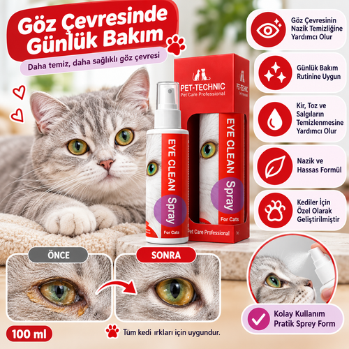 Pet-Technic Eye Clean Kedi Göz ve Göz Çevresi Bakım Spreyi 100 ml