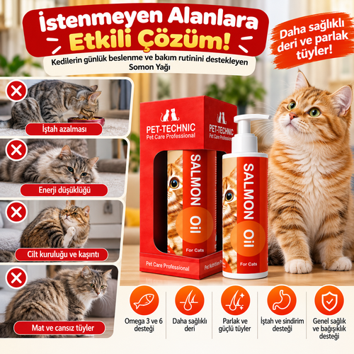 Pet-Technic Salmon Oil Kedi Somon Yağı 100 ml – Omega 3 ve 6 İçeren Sıvı Besin Desteği