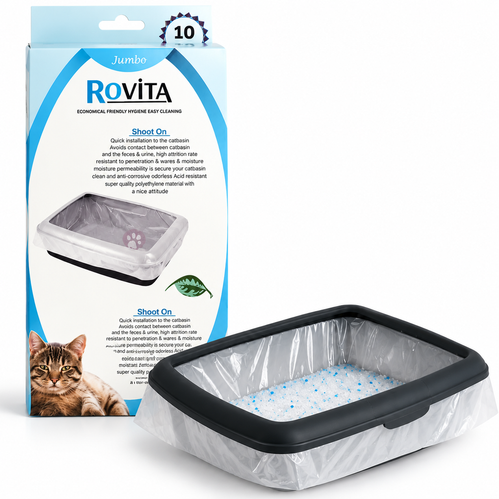 Rovita Jumbo Açık Kedi Tuvaleti Poşeti 10'lu Kutu – Kedi Kum Kabı Temizlik Torbası