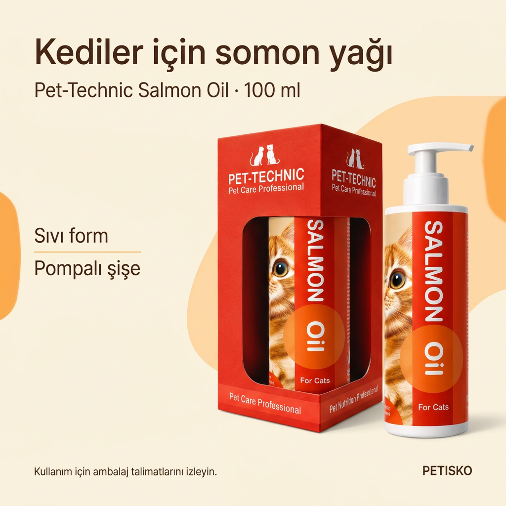 Pet-Technic Salmon Oil Kedi Somon Yağı 100 ml – Omega 3 ve 6 İçeren Sıvı Besin Desteği